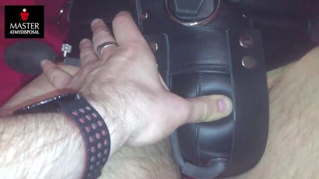 #GayHran ​​Torture: spikes in penis and balls. Leather BDSM slave cummed in pain. Gay porn CBT dick maso sadist masochist abuse