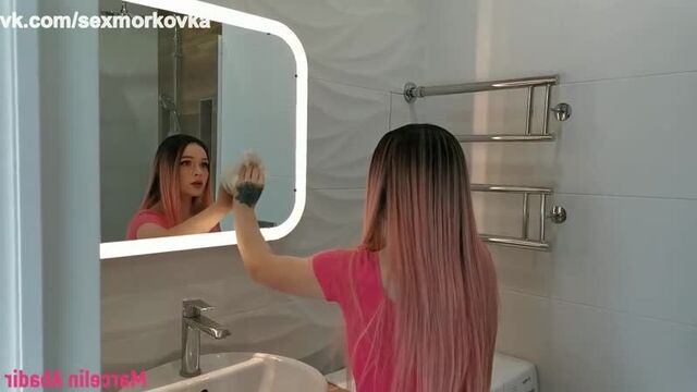 Karina the streamer cleans up and then gives her brother porn in the pussy sex incest