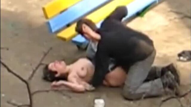 Alcoholic fucks drunk girlfriend on the street