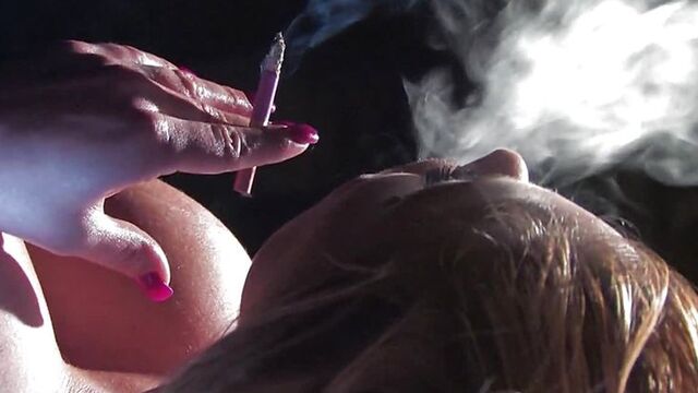 Milf is very excited by smoking and she flows