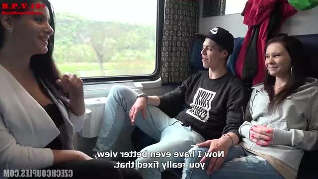 A couple of swingers have group sex on a train. Porn|Swingers