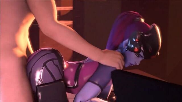 Widowmaker gives a blowjob and then lets herself be fucked in the ass through her suit (18+)